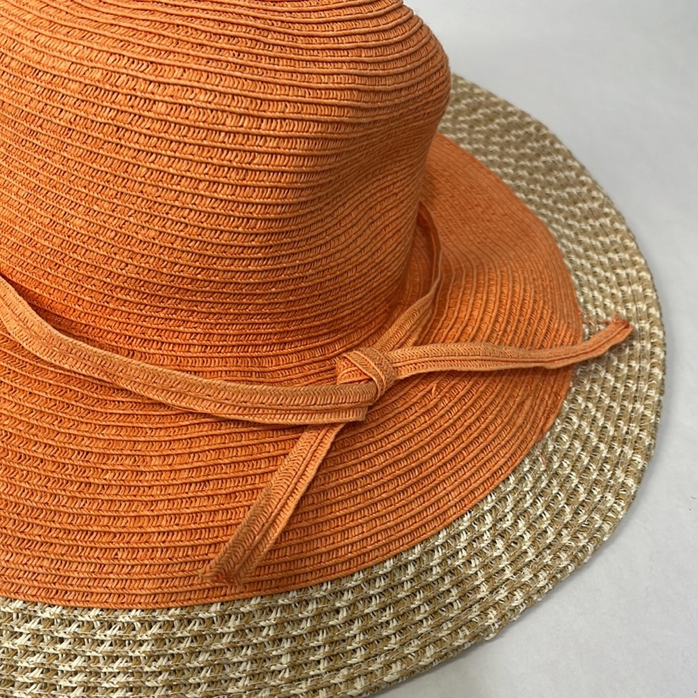 Soft orange straw hat - Picture 2 of 4